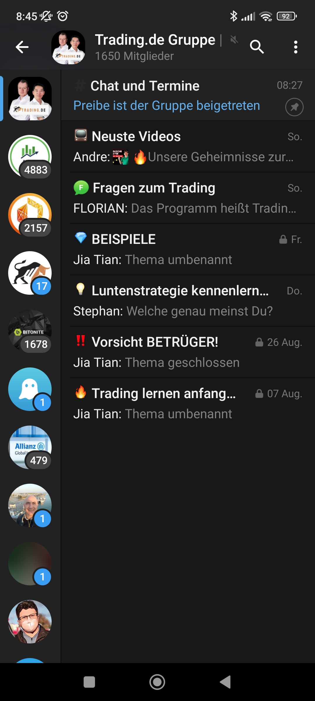 telegram trading gruppe übersicht