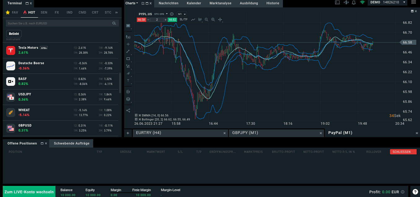 xStation von XTB im Browser